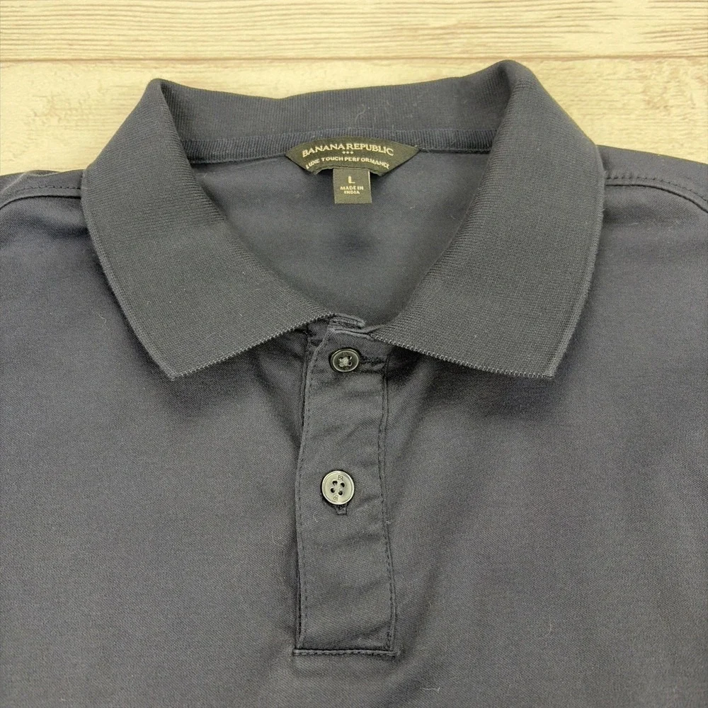 Banana Republic Men's Large Blue Luxe Touch Performance Polo Good Condition